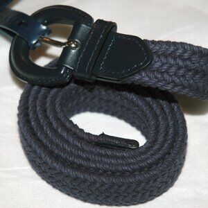 Adjustable Woven Belt LIZ CLAIBORNE Bonded Leather Crazy Horse S/M or M/L NWT